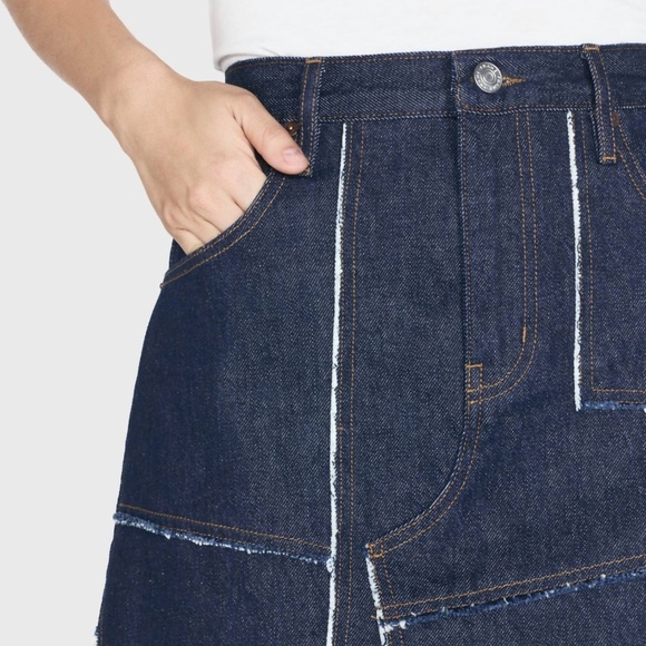 FRAME Frame Denim Jean Skirt Patchwork Dark Wash Midi NEW Women's Distressed 27W - Picture 5 of 5